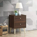 Costway Nightstand 2-Drawer Beside End Side Table w/Rubber Legs