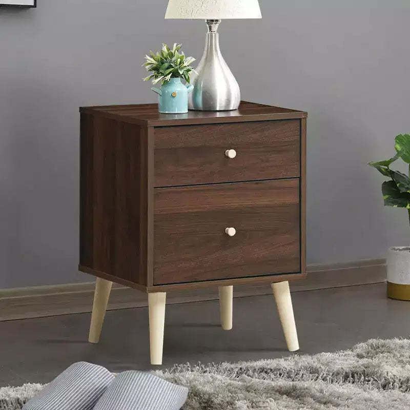 Costway Nightstand 2-Drawer Beside End Side Table w/Rubber Legs