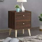 Costway Nightstand 2-Drawer Beside End Side Table w/Rubber Legs