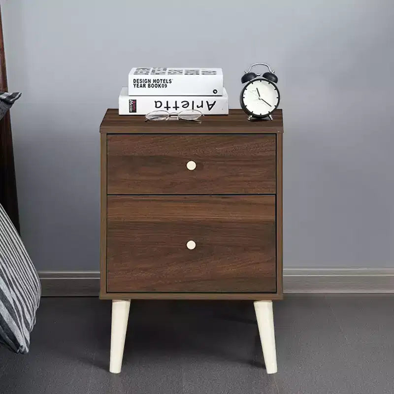 Costway Nightstand 2-Drawer Beside End Side Table w/Rubber Legs