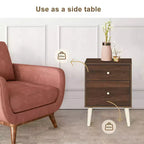 Costway Nightstand 2-Drawer Beside End Side Table w/Rubber Legs