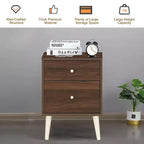 Costway Nightstand 2-Drawer Beside End Side Table w/Rubber Legs