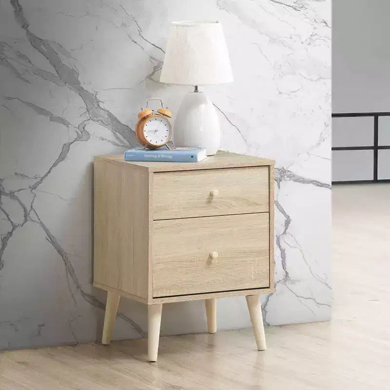Costway Nightstand 2-Drawer Beside End Side Table w/Rubber Legs