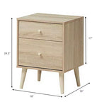 Costway Nightstand 2-Drawer Beside End Side Table w/Rubber Legs