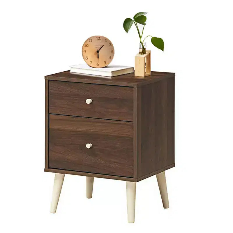 Costway Nightstand 2-Drawer Beside End Side Table w/Rubber Legs
