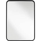 Uttermost Liguria Rounded Edge Rectangular Vanity Wall Mirror Modern Beveled Black Iron Frame 24 Wide for Bathroom Bedroom Living Room Home Entryway