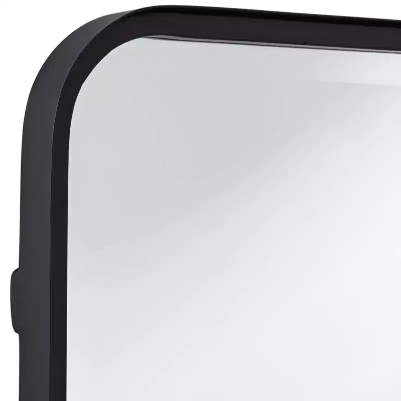 Specchio da parete Uttermost Liguria rettangolare con bordi arrotondati, moderno, con cornice in ferro nero smussato, largo 24 pollici, per bagno, camera da letto, soggiorno, ingresso di casa