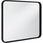 Specchio da parete Uttermost Liguria rettangolare con bordi arrotondati, moderno, con cornice in ferro nero smussato, largo 24 pollici, per bagno, camera da letto, soggiorno, ingresso di casa