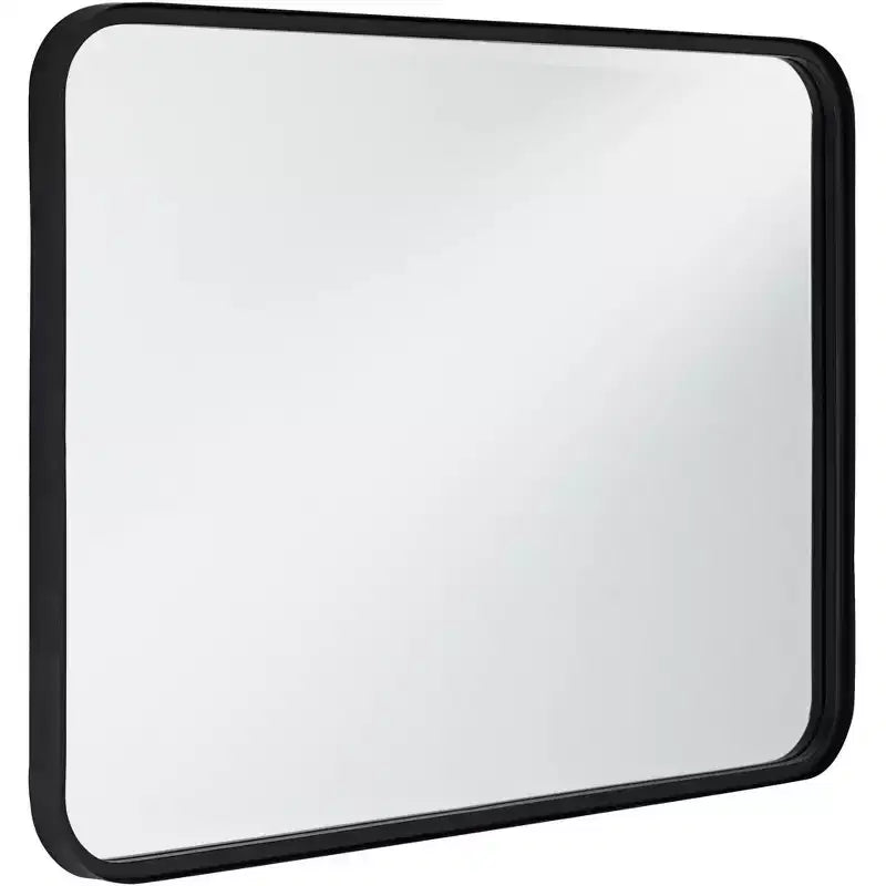 Specchio da parete Uttermost Liguria rettangolare con bordi arrotondati, moderno, con cornice in ferro nero smussato, largo 24 pollici, per bagno, camera da letto, soggiorno, ingresso di casa