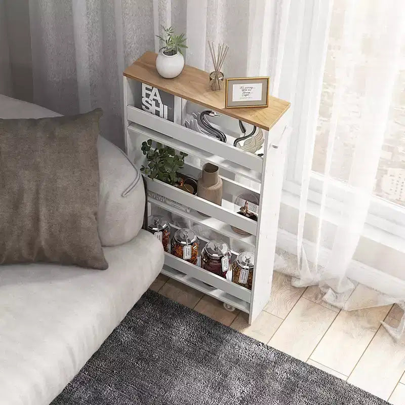 Carrello Portaspezie Stretto da Cucina Costway con Ruote e Manico