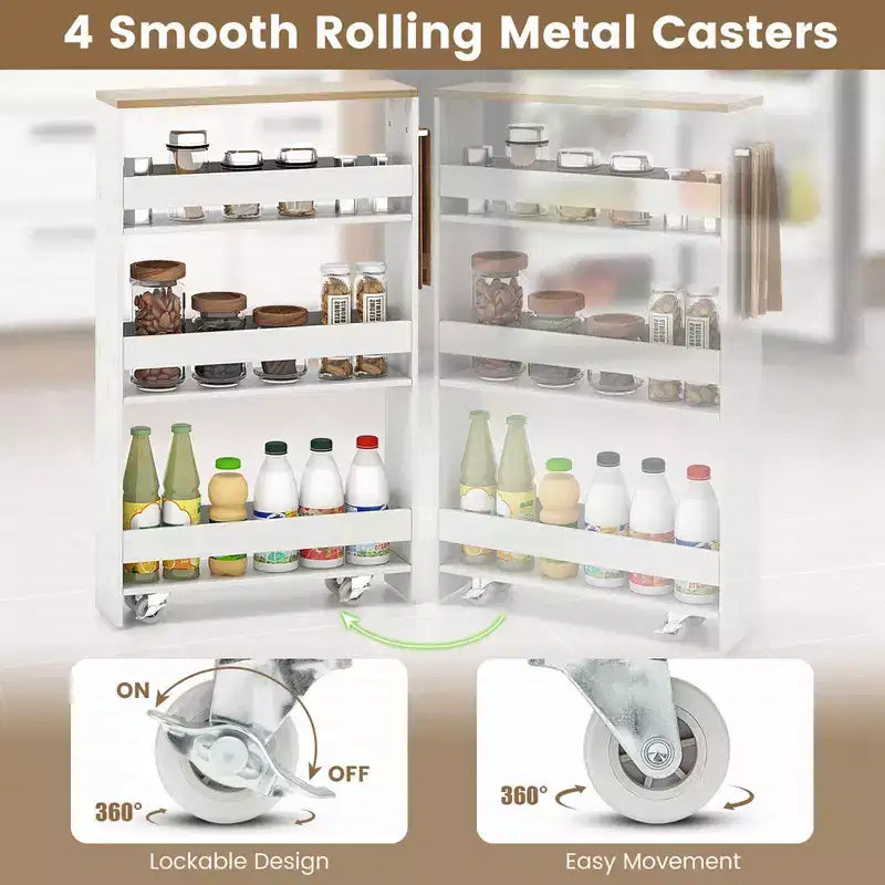 Carrello Portaspezie Stretto da Cucina Costway con Ruote e Manico