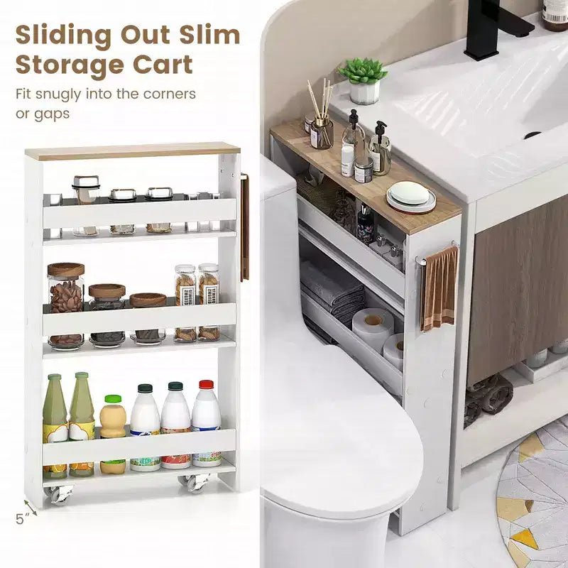 Carrello Portaspezie Stretto da Cucina Costway con Ruote e Manico