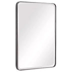 Specchio da parete rettangolare Uttermost Vanity accent con angoli curvi moderni, cornice in metallo argentato smussato, largo 24 pollici per bagno e camera da letto