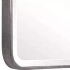 Specchio da parete rettangolare Uttermost Vanity accent con angoli curvi moderni, cornice in metallo argentato smussato, largo 24 pollici per bagno e camera da letto