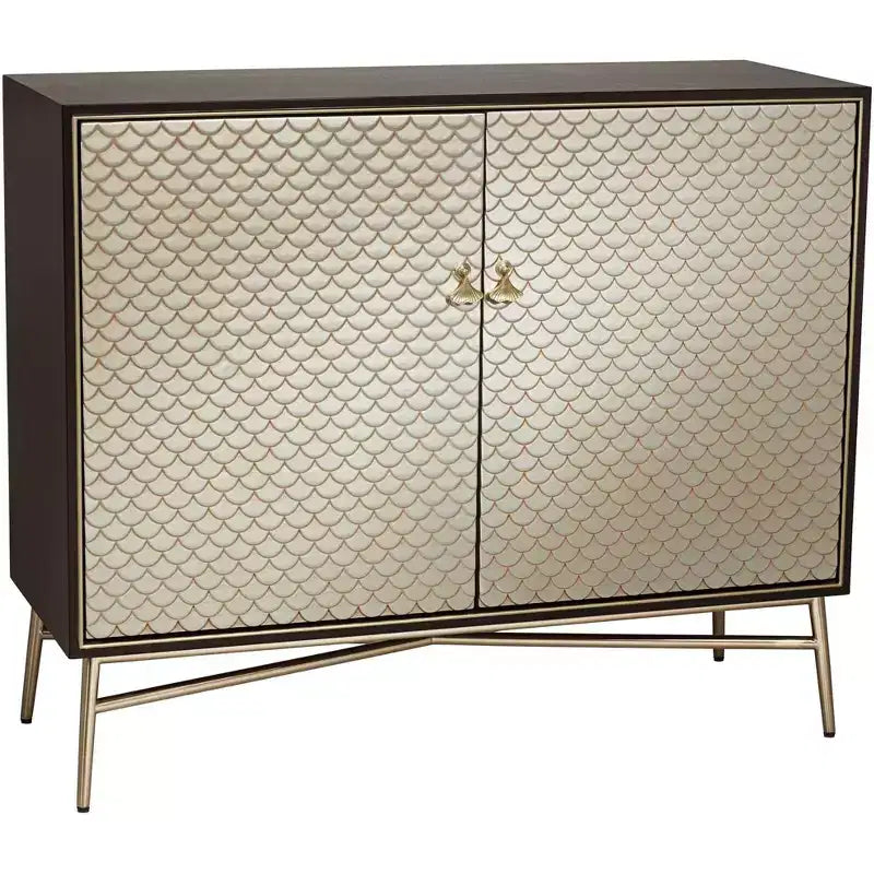 55 Downing Street Auric 35 1/2 Wide Mahogany and Brass Modern Cabinet