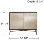 55 Downing Street Mobile moderno Auric in mogano e ottone, larghezza 35 1/2