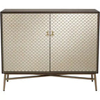 55 Downing Street Mobile moderno Auric in mogano e ottone, larghezza 35 1/2