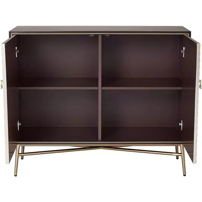 55 Downing Street Mobile moderno Auric in mogano e ottone, larghezza 35 1/2