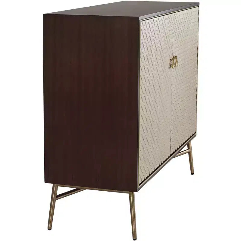55 Downing Street Mobile moderno Auric in mogano e ottone, larghezza 35 1/2