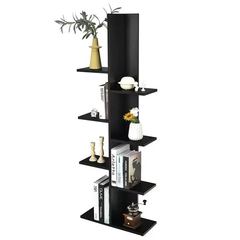 Libreria a 8 Ripiani a Forma di Albero con Scaffali a Terra Costway, Espositore Contenitore Nero\Bianco
