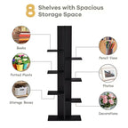 Libreria a 8 Ripiani a Forma di Albero con Scaffali a Terra Costway, Espositore Contenitore Nero\Bianco