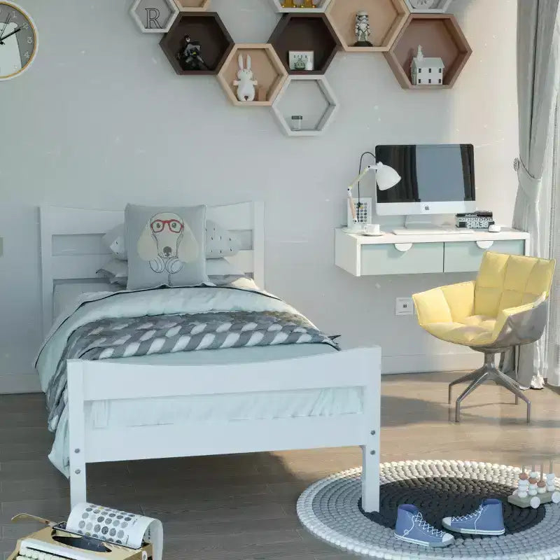 Costway Base Letto a Piattaforma Matrimoniale con Testiera e Supporto a Doghe in Legno