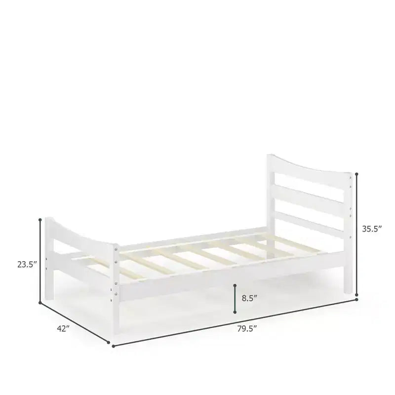 Costway Base Letto a Piattaforma Matrimoniale con Testiera e Supporto a Doghe in Legno