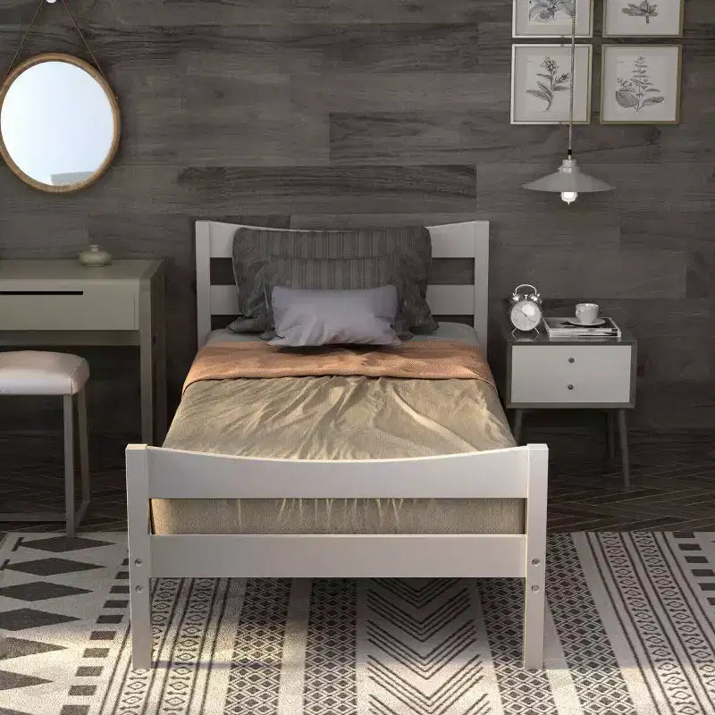 Costway Base Letto a Piattaforma Matrimoniale con Testiera e Supporto a Doghe in Legno