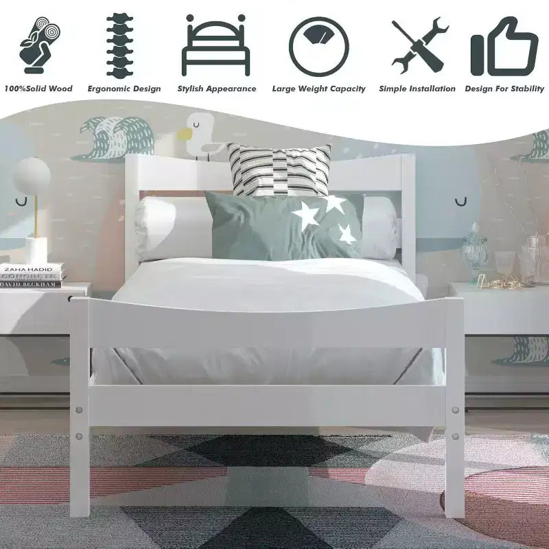 Costway Base Letto a Piattaforma Matrimoniale con Testiera e Supporto a Doghe in Legno