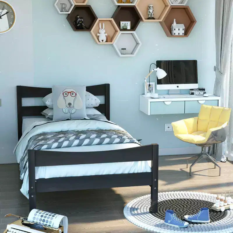 Costway Base Letto a Piattaforma Matrimoniale con Testiera e Supporto a Doghe in Legno
