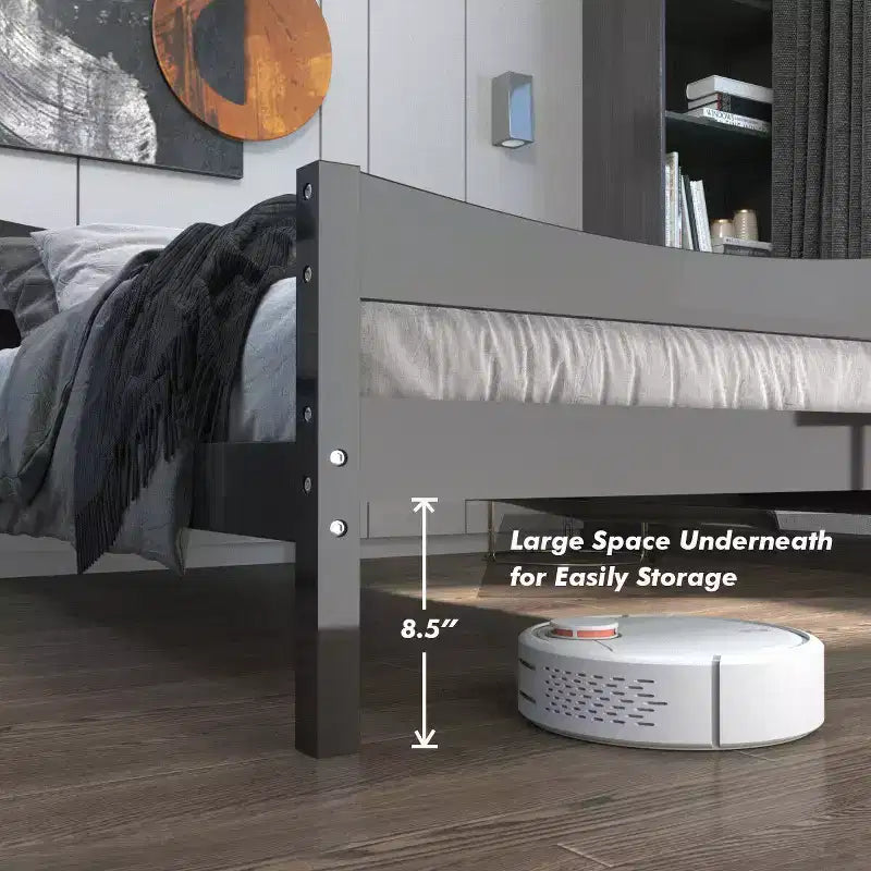 Costway Base Letto a Piattaforma Matrimoniale con Testiera e Supporto a Doghe in Legno