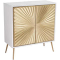 55 Downing Street Starburst 32 Wide White and Gold 2-Door Cabinet