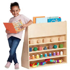 ECR4Kids Espositore per libri monofacciale Streamline con vano portaoggetti, scaffale per libri da classe