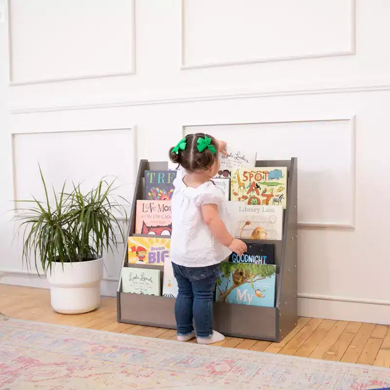 ECR4Kids Espositore per libri monofacciale Streamline con vano portaoggetti, scaffale per libri da classe