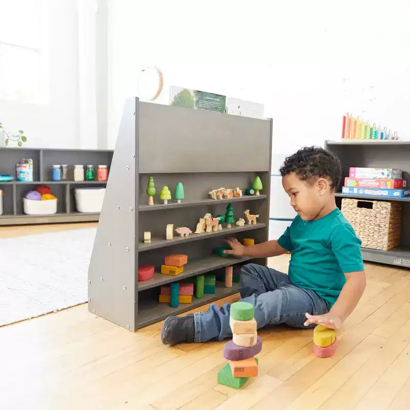 ECR4Kids Espositore per libri monofacciale Streamline con vano portaoggetti, scaffale per libri da classe