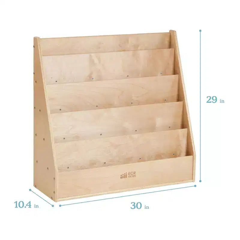 ECR4Kids Espositore per libri monofacciale Streamline con vano portaoggetti, scaffale per libri da classe