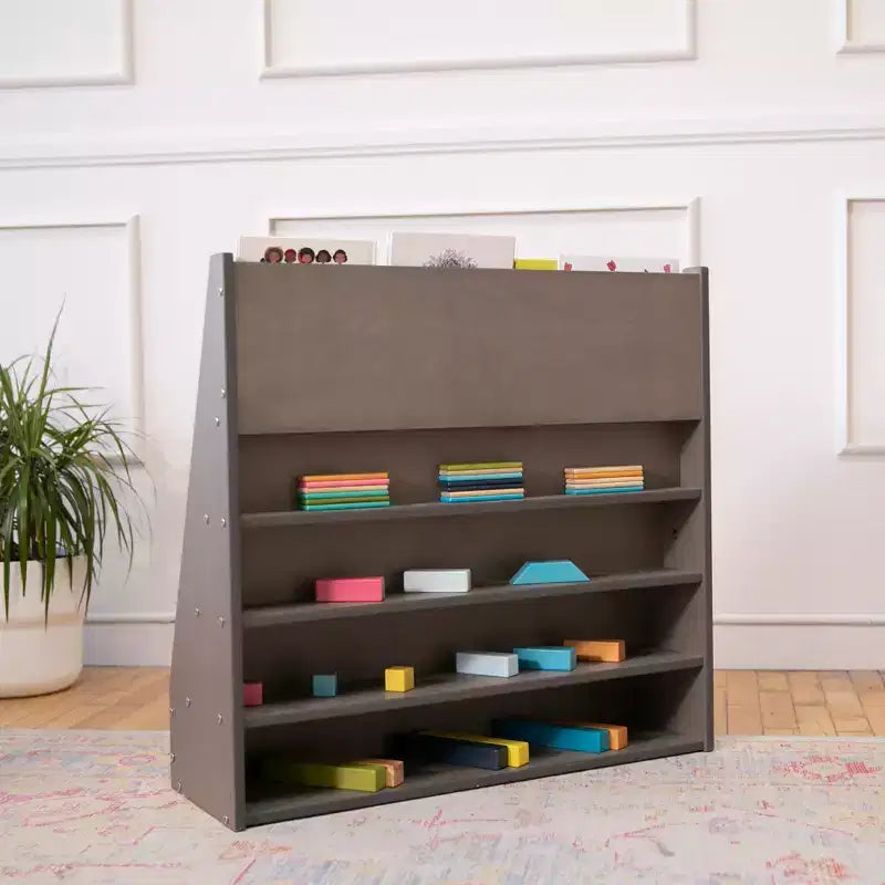 ECR4Kids Espositore per libri monofacciale Streamline con vano portaoggetti, scaffale per libri da classe