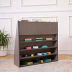 ECR4Kids Espositore per libri monofacciale Streamline con vano portaoggetti, scaffale per libri da classe