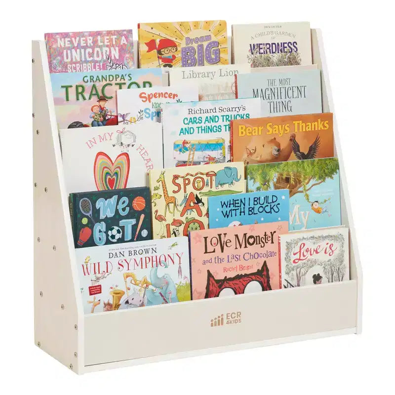 ECR4Kids Espositore per libri monofacciale Streamline con vano portaoggetti, scaffale per libri da classe