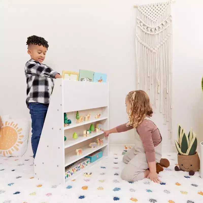 ECR4Kids Espositore per libri monofacciale Streamline con vano portaoggetti, scaffale per libri da classe