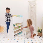 ECR4Kids Espositore per libri monofacciale Streamline con vano portaoggetti, scaffale per libri da classe