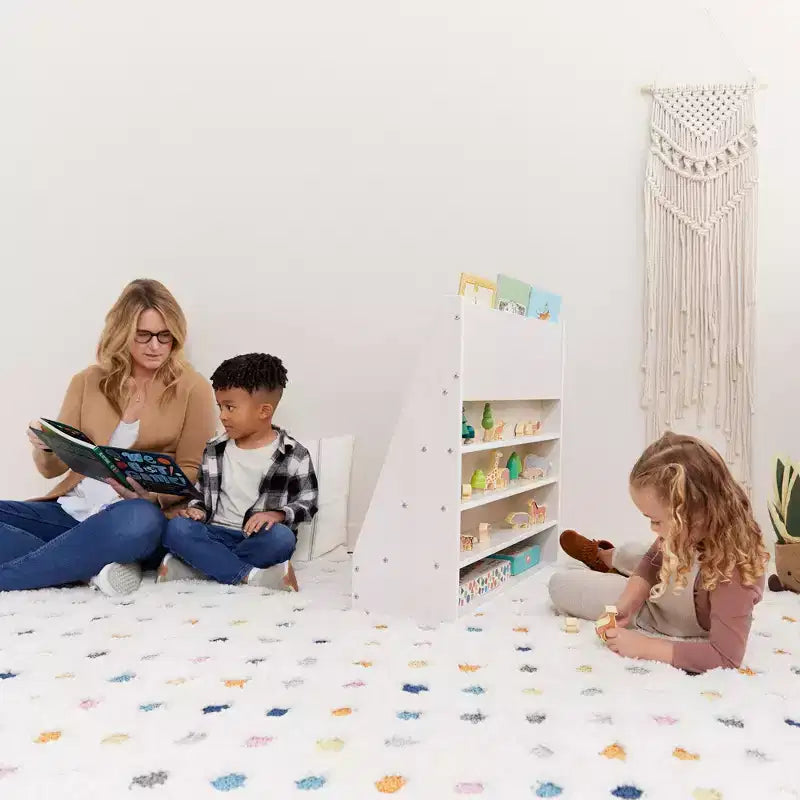 ECR4Kids Espositore per libri monofacciale Streamline con vano portaoggetti, scaffale per libri da classe