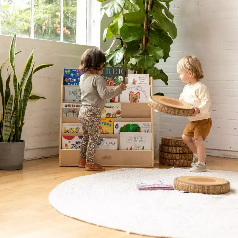 ECR4Kids Espositore per libri monofacciale Streamline con vano portaoggetti, scaffale per libri da classe