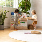 ECR4Kids Espositore per libri monofacciale Streamline con vano portaoggetti, scaffale per libri da classe
