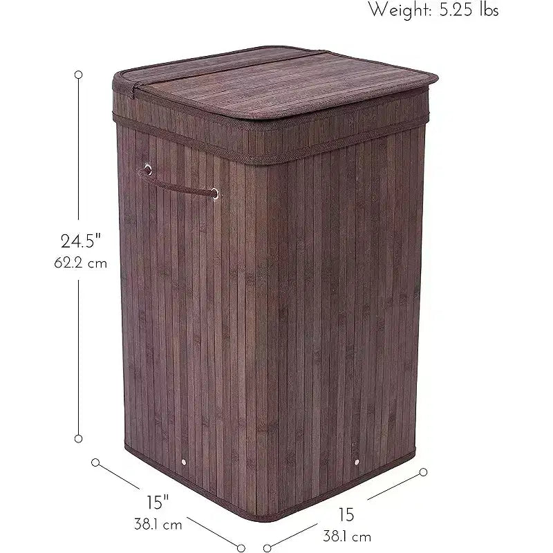 BirdRock Home Bamboo Square Laundry Hamper with Lid and Cloth Liner - Espresso