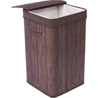 BirdRock Home Bamboo Square Laundry Hamper with Lid and Cloth Liner - Espresso