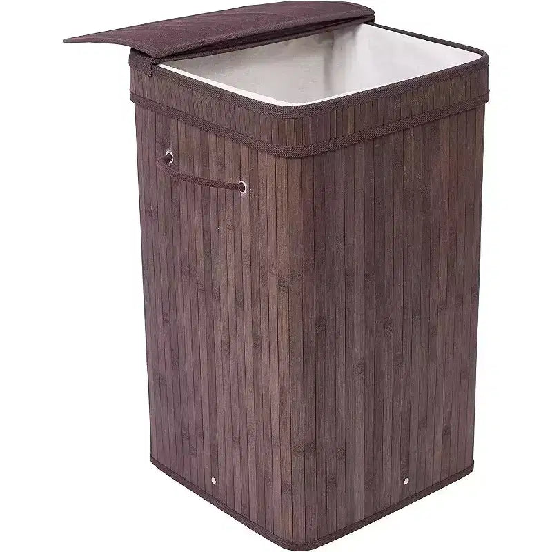 BirdRock Home Bamboo Square Laundry Hamper with Lid and Cloth Liner - Espresso