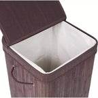 BirdRock Home Bamboo Square Laundry Hamper with Lid and Cloth Liner - Espresso