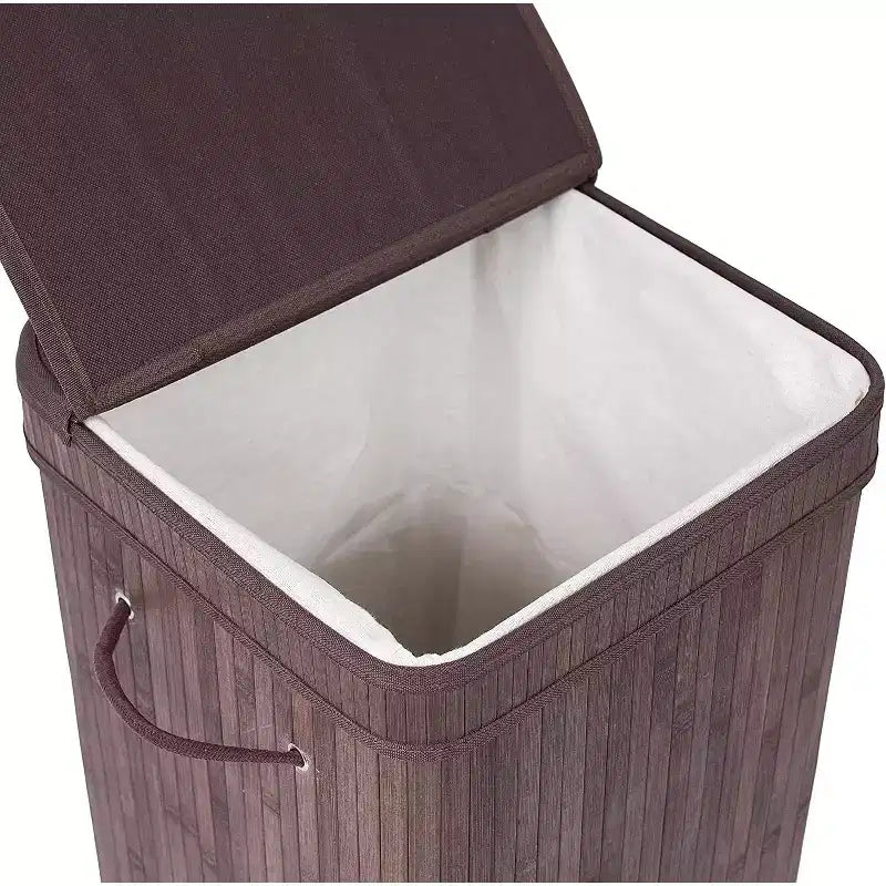 BirdRock Home Bamboo Square Laundry Hamper with Lid and Cloth Liner - Espresso