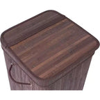 BirdRock Home Bamboo Square Laundry Hamper with Lid and Cloth Liner - Espresso